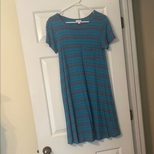LuLaRoe Turquoise and Burgundy Striped Top